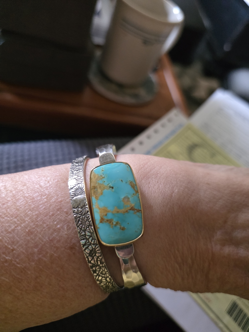 Becky Thatcher Sterling Silver Turquoise Wrapped In 18kt Gold Bracelet